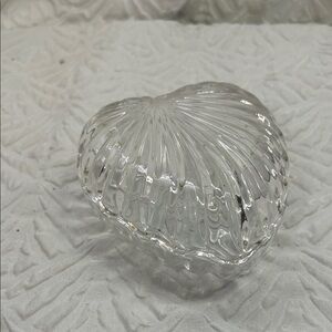 Vintage Clear Glass Shell Trinket Dish Vanity Decor